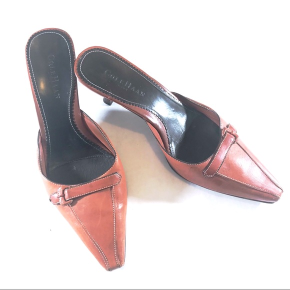 Cole Haan Shoes - Cole Haan Tan Slip-On Kitten Heel Mules (7.5)